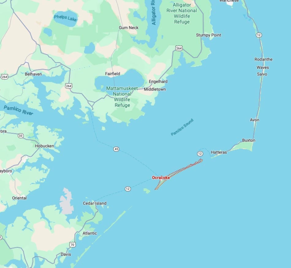 Ocracoke island map